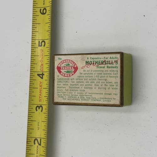 Vintage MOTHERSILL'S Seasick Remedy for adults Medicine box 1930's - Thumbnail 4