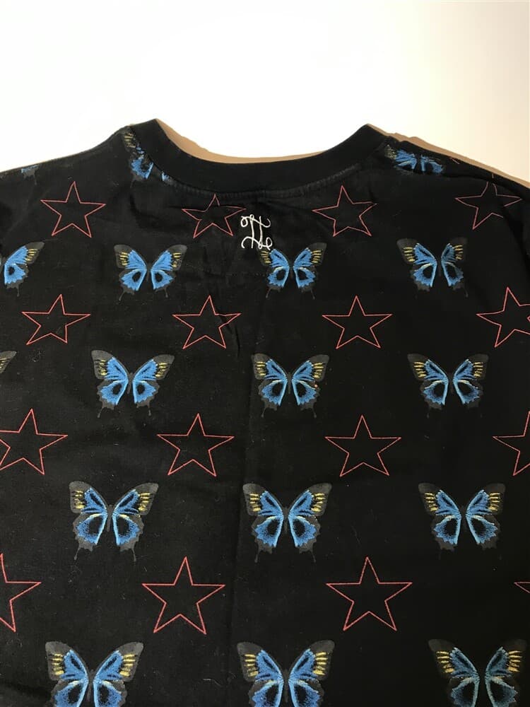 Double Needle Men's T-Shirt Black, Butterflies, 2XL ( XXL) - Thumbnail 6
