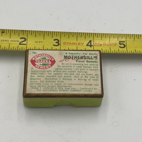 Vintage MOTHERSILL'S Seasick Remedy for adults Medicine box 1930's - Thumbnail 3
