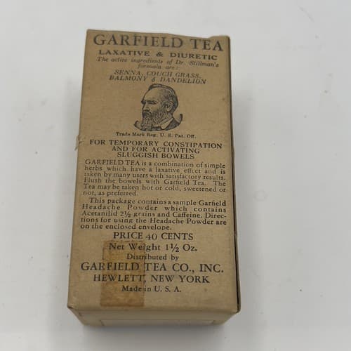 c1920s Garfield Tea Laxative & Diuretic Advertising Medical Tea Box,empty - Thumbnail 6