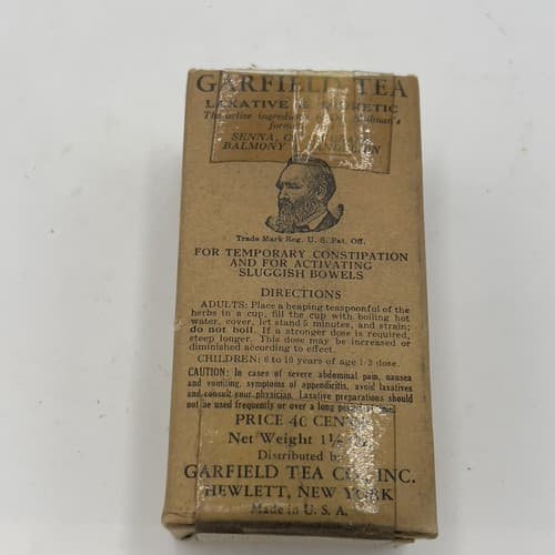 c1920s Garfield Tea Laxative & Diuretic Advertising Medical Tea Box,empty - Thumbnail 8