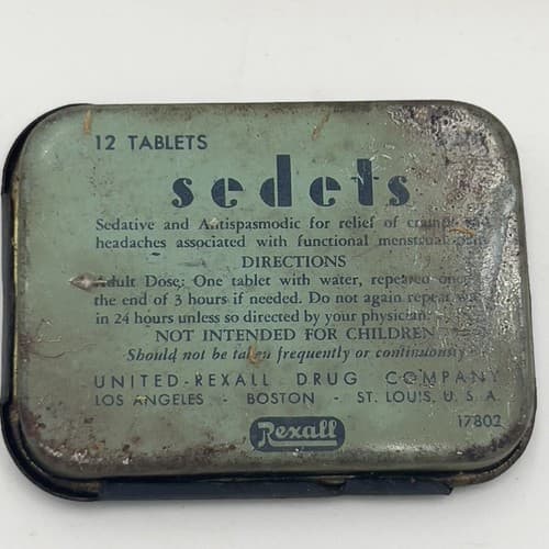 Vintage Sedets Aspirin Tin for Functional Menstrual Pain unused - Thumbnail 4