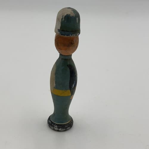 RARE ANTIQUE WOOD PEG DOLL Toy Soldier Policeman Figurine Primitive Folk Toy 4" - Thumbnail 3