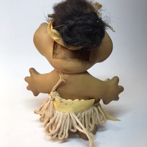 Rare 1960's Vintage 5.5” Swivel Head Troll Eegee Brown Mohair Hair Green Eyes - Thumbnail 2