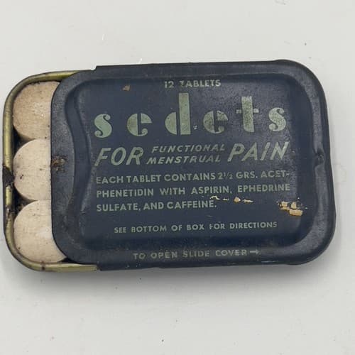 Vintage Sedets Aspirin Tin for Functional Menstrual Pain unused - Thumbnail 5