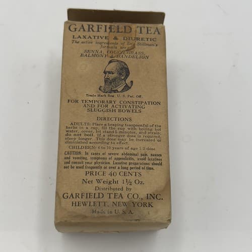 c1920s Garfield Tea Laxative & Diuretic Advertising Medical Tea Box,empty - Thumbnail 3
