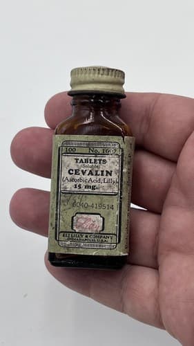Vintage Eli Lilly CEVALIN Medicine Bottle , EMPTY - Thumbnail 2