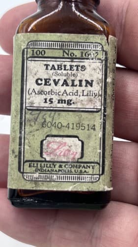 Vintage Eli Lilly CEVALIN Medicine Bottle , EMPTY - Thumbnail 6