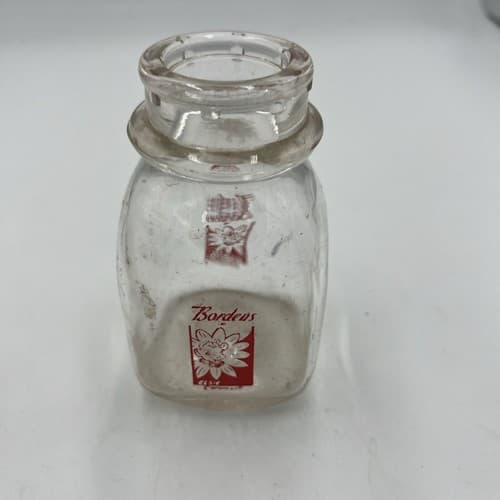 Vintage Bordens Elsie Cow Half & Half Mini Glass Bottle - Thumbnail 3