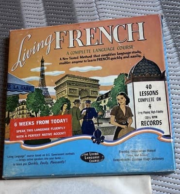 Living French A Complete Language Course 4 Records (33 1/3) & 2 Manuals VINTAGE - Thumbnail 4
