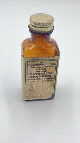Vintage 1940's Eli Lilly Cathartic Compound Medicine Bottle for display EMPTY - Thumbnail 2