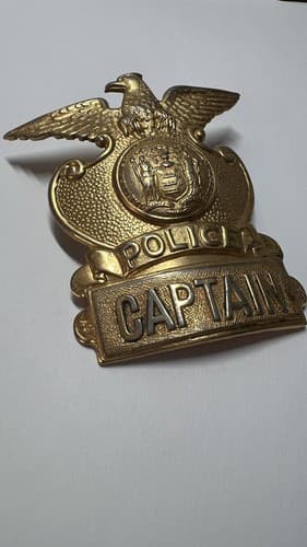 Vintage Obsolete New Jersey Hat Cap Police Badge Captain - Thumbnail 2