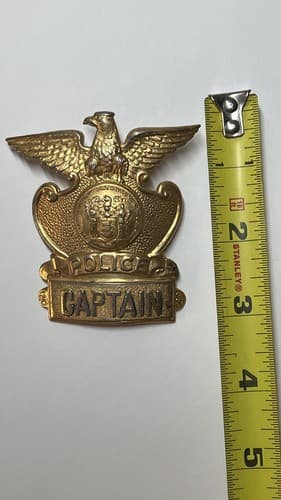 Vintage Obsolete New Jersey Hat Cap Police Badge Captain - Thumbnail 3