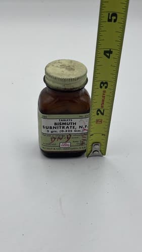 Vintage 1940's Eli Lilly BISMUTH SUBNITRATE Medicine Bottle for display - Thumbnail 7