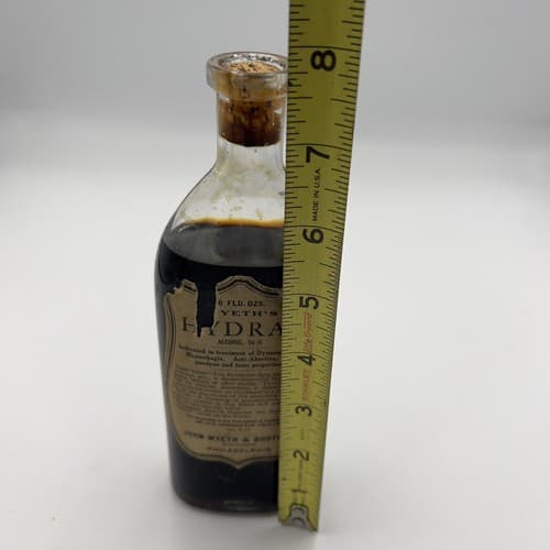 Rare Antique Wyeth & Bro. Hydras Bottle Medicine Bottle intact with cork, 1900's - Thumbnail 5