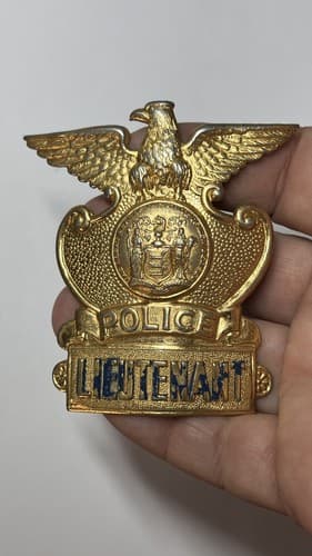 Vintage Obsolete New Jersey Hat Cap Police Badge Lieutenant - Thumbnail 5