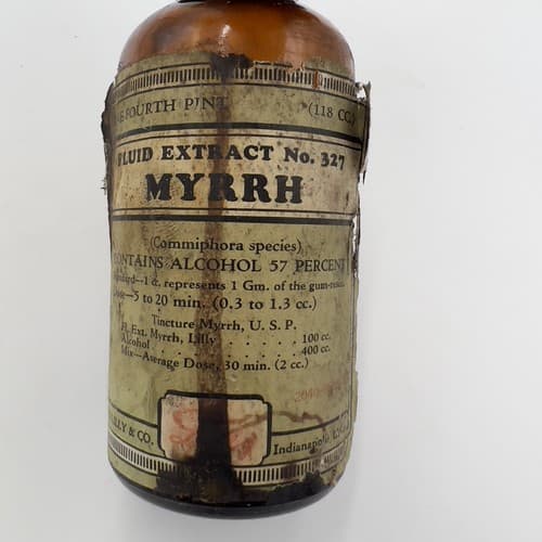 Fluid Extract Myrrh, Vintage Medication Bottle Eli Lilly with cap - Thumbnail 2