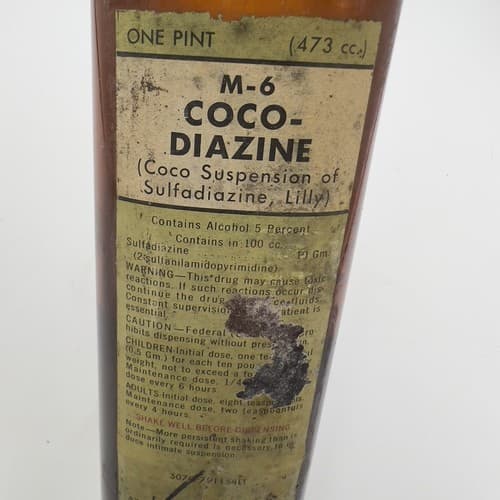 Vintage Bottle Amber Pharmacy COCO-DIAZINE Sulfadiazine Eli Lilly one pint - Thumbnail 5
