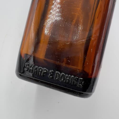 Rare Vintage Linctus Codeine Bottle Sharpe Dohme 16oz Amber SPASAVER 1930's - Thumbnail 8