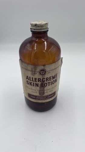 Vintage 1940's ALLERCREME Skin Lotion Bottle by Texas Pharmacal EMPTY