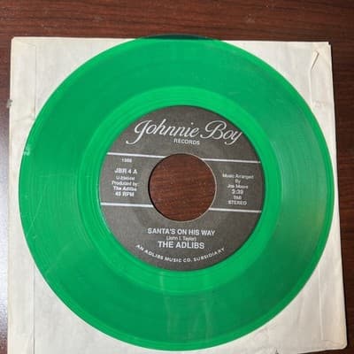 ADLIBS: i stayed home / santa's on his way JOHNNIE BOY 7" Single 45 RPM VG+ - Thumbnail 3