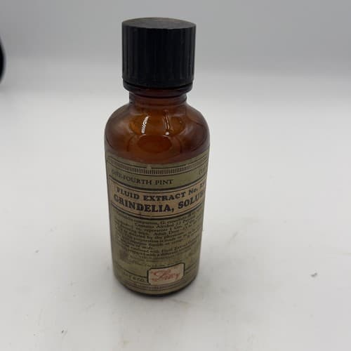 Vintage Grindelia Fluid Extract Medication AmberBottle Eli Lilly 5.5" , Empty