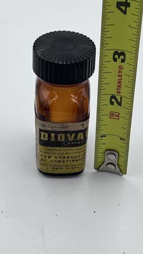 Vintage 1940's DIOVAC ( dioctyl sodium ) Gray Pharmaceuticals Brown Bottle EMPTY - Thumbnail 4