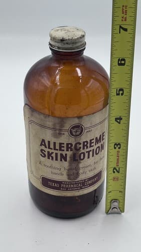 Vintage 1940's ALLERCREME Skin Lotion Bottle by Texas Pharmacal EMPTY - Thumbnail 5