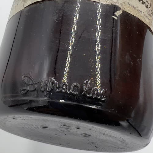 Vintage Methischol Duraglas Amber Glass Bottle 7 1/4" 1945 16oz Empty - Thumbnail 3