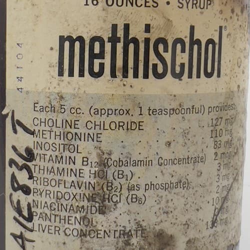 Vintage Methischol Duraglas Amber Glass Bottle 7 1/4" 1945 16oz Empty - Thumbnail 2