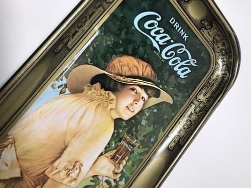 Coca Cola Beverage Tray 1972 Reproduction 1916 "Elaine" Summer Roses Vintage - Thumbnail 2