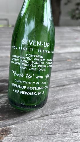 Vtg 7oz Old 7 Up Soda Bottle, 1950s, You Like It It Likes You, Fresh Up, Pop - Thumbnail 4
