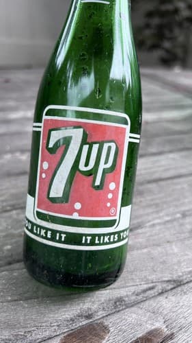 Vtg 7oz Old 7 Up Soda Bottle, 1950s, You Like It It Likes You, Fresh Up, Pop - Thumbnail 3