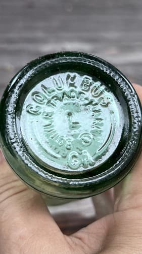 Vintage Coca Cola 6 1/2 oz Soda Bottle Hobble Skirt Green Glass Columbus OHIO - Thumbnail 2