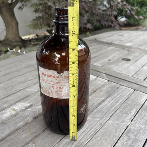 Vintage Large Merck Laboratory Amber Glass Bottle 12" Acid Acetic Poison EMPTY - Thumbnail 5