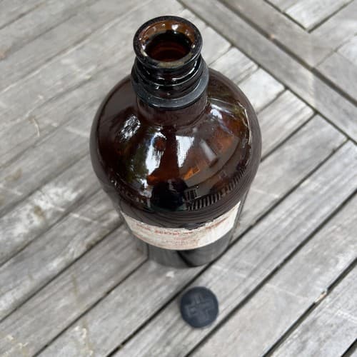 Vintage Large Merck Laboratory Amber Glass Bottle 12" Acid Acetic Poison EMPTY - Thumbnail 4