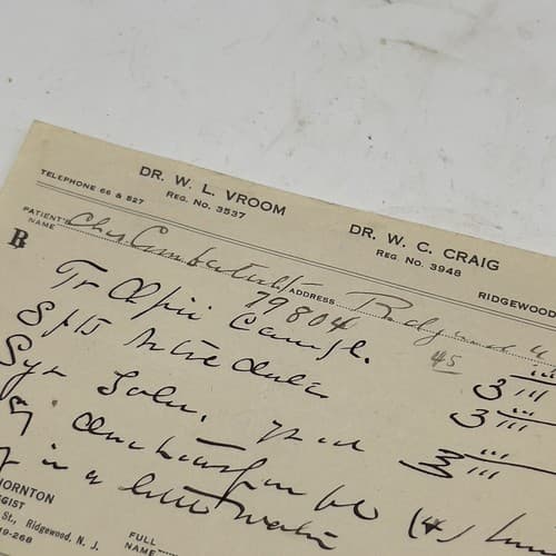 W. L. Vroom Ridgewood, NJ Handwritten Opii (Opium) Prescription 1916, 79804 - Thumbnail 3