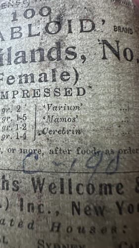 Vintage Burroughs Wellcome Mixed Glands No.2 Tabloids Intact Original Label 3.5" - Thumbnail 5