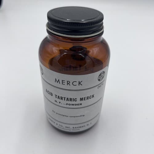 4.75'' Merck Bismut Subcarbonate EMPTY Amber Apothecary Pharmacy Bottle - Thumbnail 4