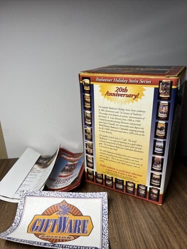 20TH ANNIVERSARY EDITION 1999 BUDWEISER HOLIDAY STEIN "A CENTURY OF TRADITION" - Thumbnail 4