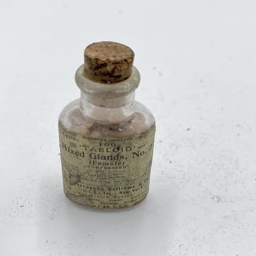 Vintage Burroughs Wellcome Mixed Glands No.2 Tabloids Intact Original Label 3.5" - Thumbnail 2