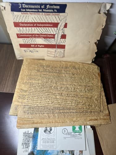 Vintage 1956 Documents Of Freedom on Parchment Paper Declaration Independence - Thumbnail 3
