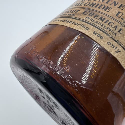 Vintage Merck Quinine Label Brown Pharmacy Bottle 4.75" Empty - Thumbnail 4