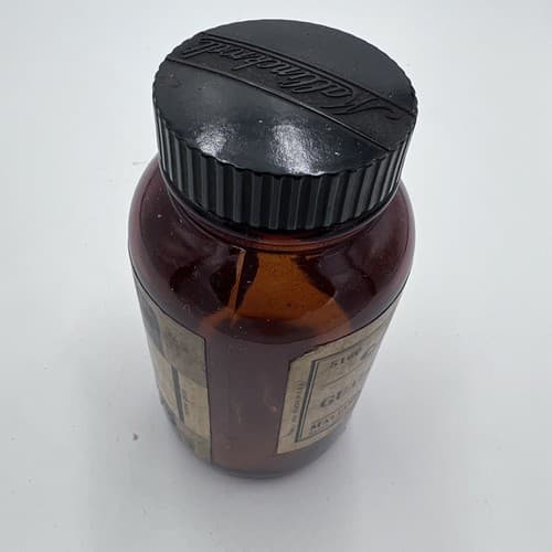 Vintage Mallinckrodt Brown Pharmacy Bottle Guaiacol 4.75" Empty - Thumbnail 4