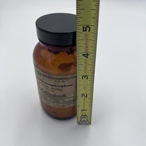 Vintage Mallinckrodt Brown Pharmacy Bottle Iron Glycerophosphate 4.75" Empty - Thumbnail 5