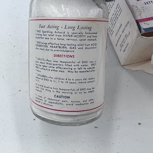 Vintage Eno Antacid Bottle with Original Box Unopen Advertisment - Thumbnail 5