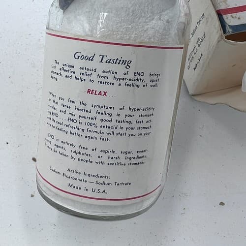 Vintage Eno Antacid Bottle with Original Box Unopen Advertisment - Thumbnail 6