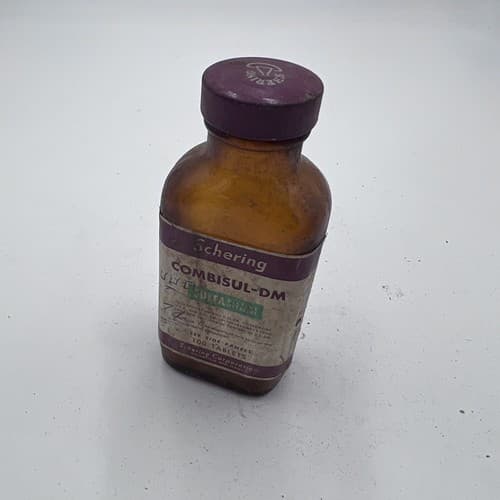 Vintage Schering Combisul DM SulfaDiazine Glass Medicine Bottle Empty