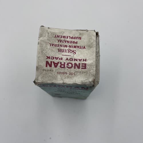 Vintage medicine for collection ENGRAN Prenatal Vitamin Suplements 1950's Squibb - Thumbnail 2