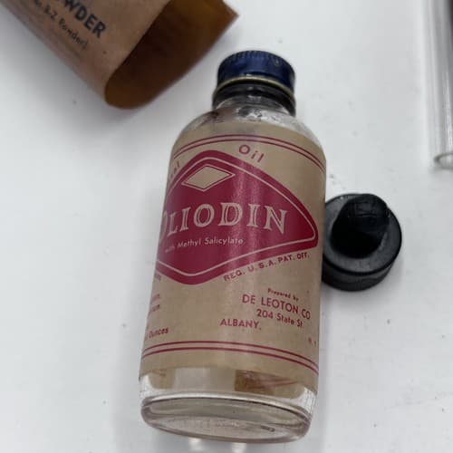 Rare Old Medicine Bottle OLIODIN NASAL OIL w/Dropper Original box,instructions - Thumbnail 2